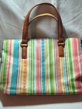 Fossil small handbag bright stripes leather GUC